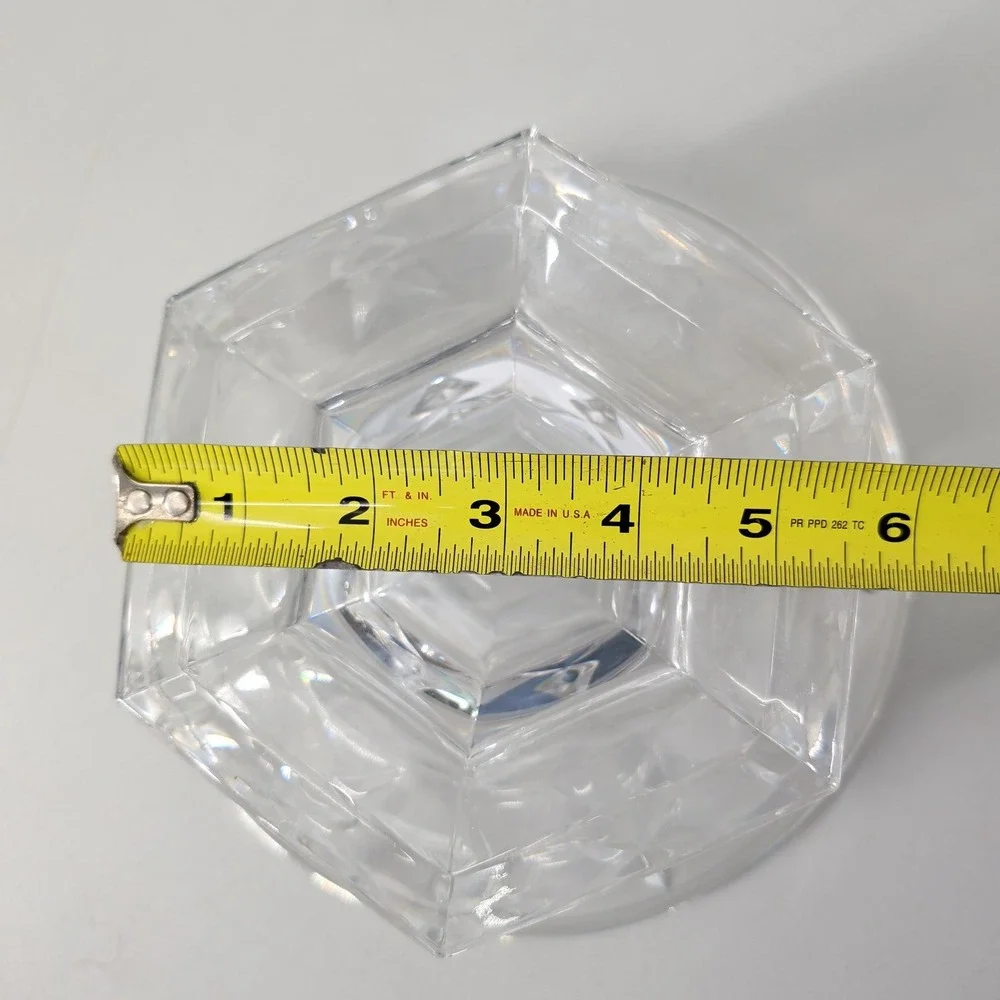Gorham Lady Anne Crystal Vintage Pedestal Bowl Hexagon Footed Centerpiece 8.5in